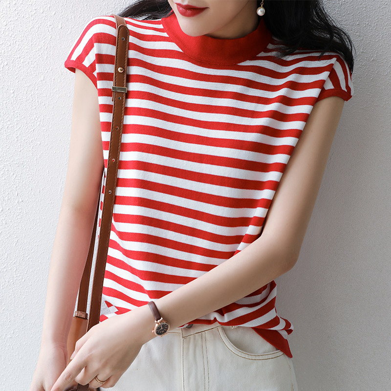 条纹纯棉20夏装韩版新款宽松t恤 幽慕T恤