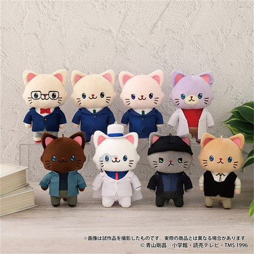 日本MOVIC名侦探柯南周边withCAT眼罩猫咪卡通动漫毛绒公仔带配件 - 图0