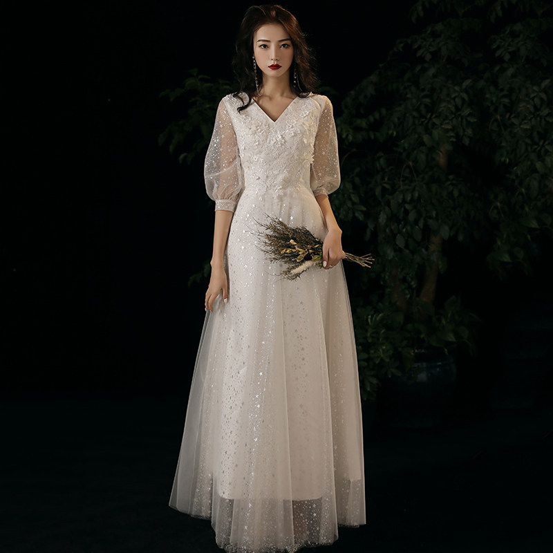 白色小裙女2020新款气质宴会轻婚纱 美雅希礼服/晚装