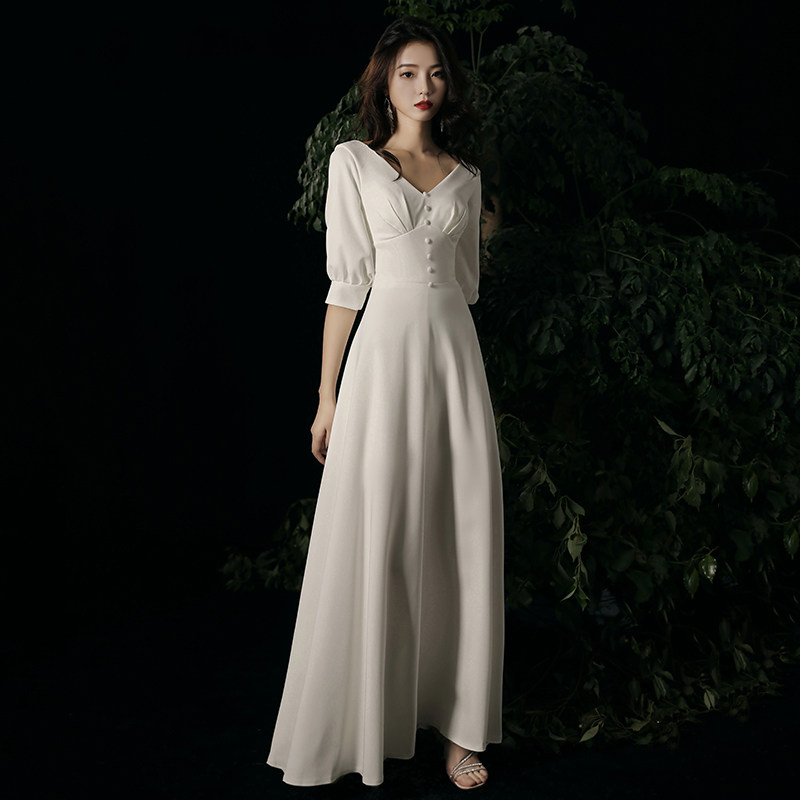 白色小裙女2020新款宴会气质轻婚纱 美雅希礼服/晚装