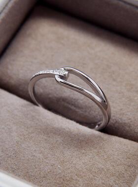 长情 999纯银情侣戒指一对开口男女对戒小众设计刻字礼物素圈指环