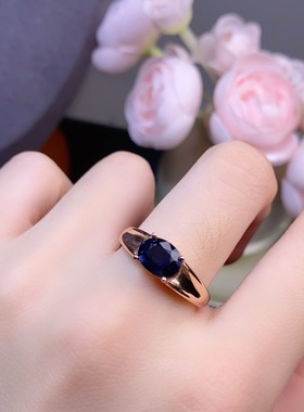 realtreasure天然蓝宝石戒指 精品皇家蓝，高净度，主石6x8mm