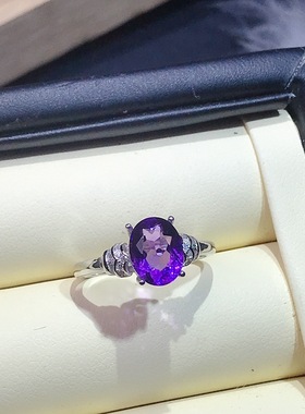 realtreasure天然紫水晶戒指  s925银镶嵌