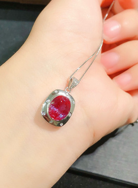 realtreasure培育亚历山变石大纯银吊坠主石8*10mm