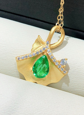 realtreasure天然祖母绿吊坠S925银女饰主石4*6mm