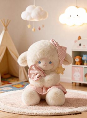精品款芙芙羊毛毯款奶芙小羊儿童礼物毛绒玩偶批发抓机娃娃公仔