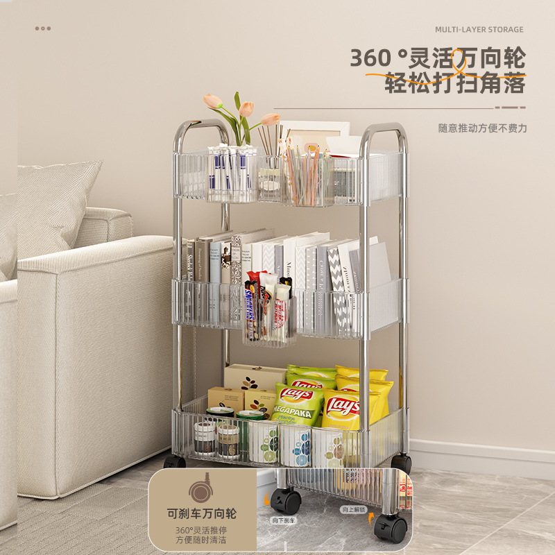 桌下书架置物架落地可移动宿舍小推车家用办公室工位零食收纳架子 - 图2