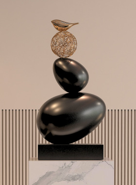 可定制创意鹅卵石雕塑摆件装饰