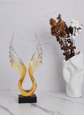 抽象雕塑翅膀摆件酒店前台装饰品