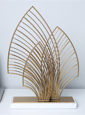 可定制现代轻奢扇形金属屏风摆件