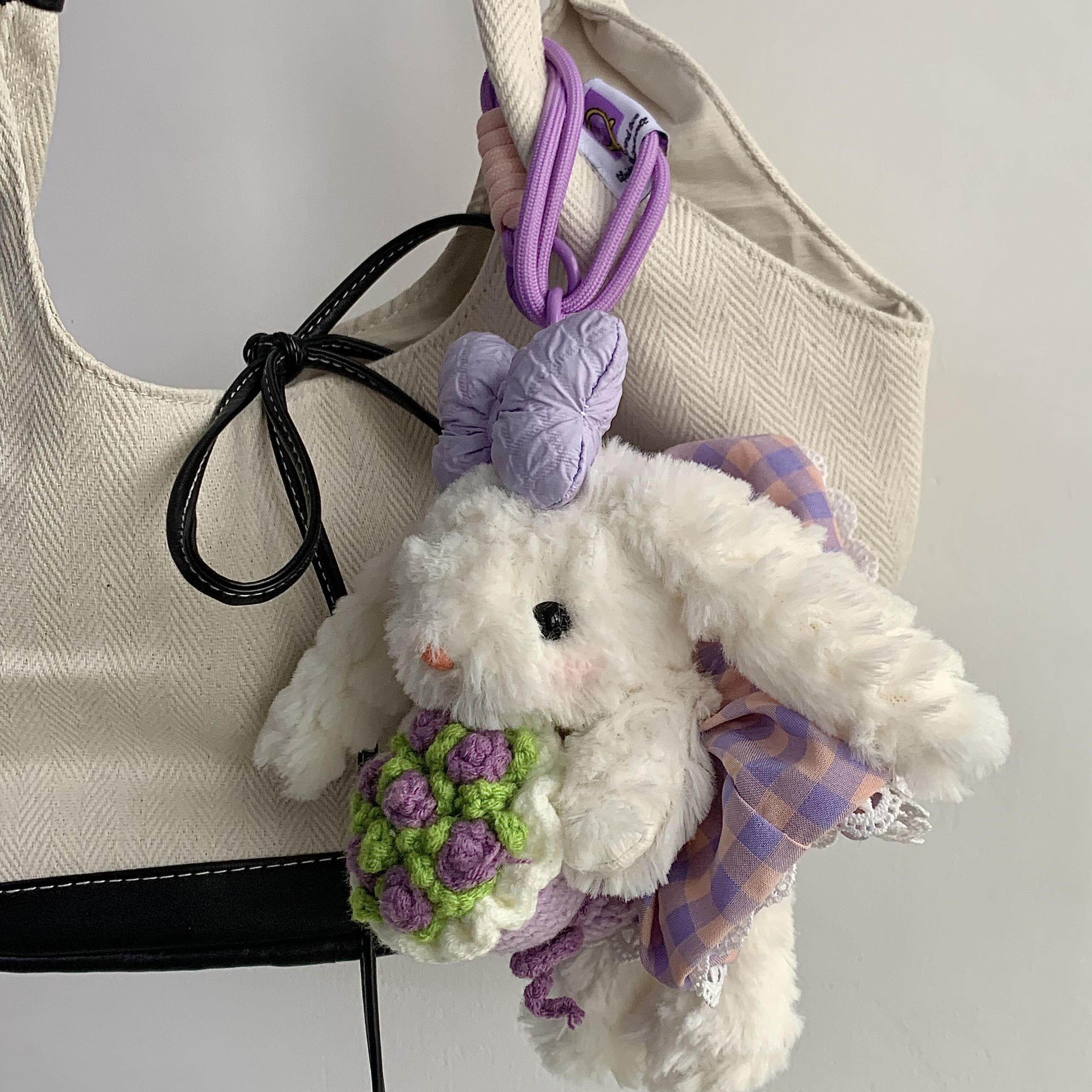 露丝同款可爱卡通毛绒垂耳小兔子手机背夹车挂绳斜挎包包挂件挂饰,淘宝优惠券,粉丝福利购,淘宝优惠卷