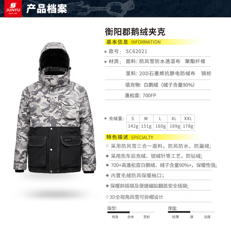 君羽反季鹅绒羽绒服男冬季短款加厚时尚拼色男羽绒服SC62021 - 图2