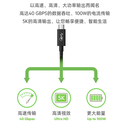 USB4 Кабель данных Thunderbolt Thunderbolt 3PD Форма зарядка 100 Вт кабель зарядки 2 Полная функция Typec Cable 40GB