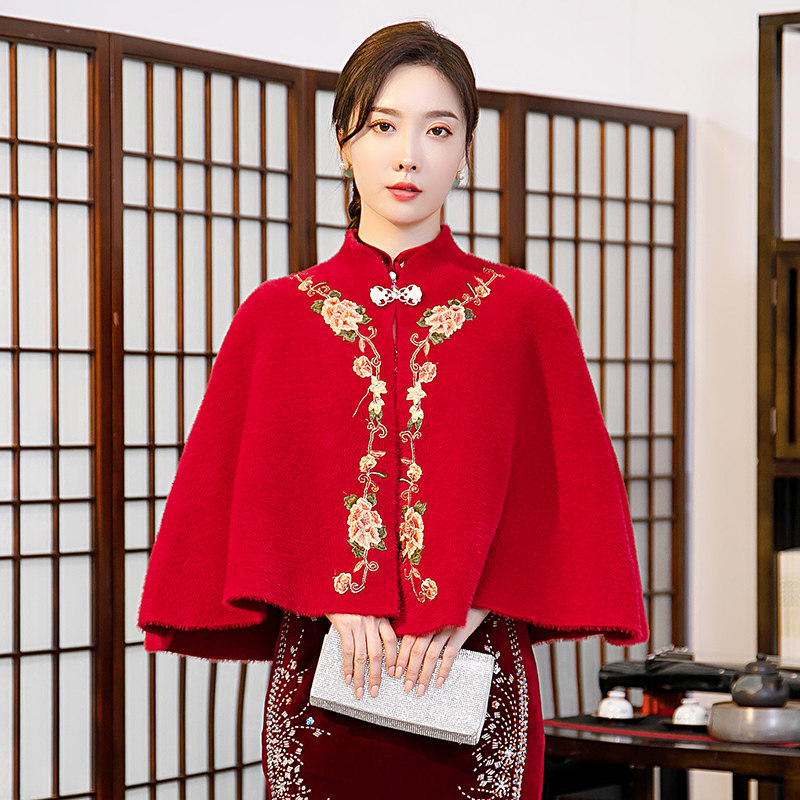 婚纱冬结婚水貂白色外搭新娘毛披肩 雪凡黛围巾/丝巾/披肩