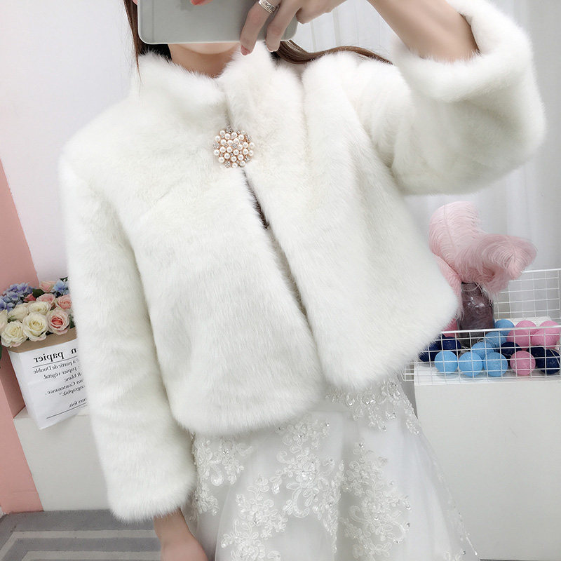婚纱冬季水貂毛新娘结婚白色毛披肩 雪凡黛围巾/丝巾/披肩