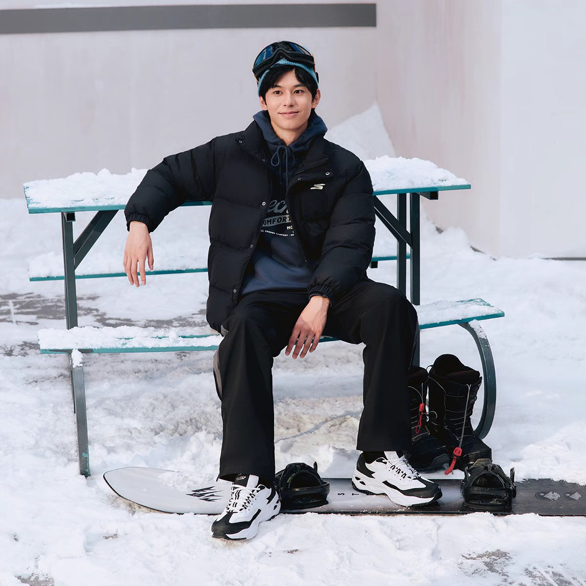 Skechers/斯凯奇 印花三防科技面料鸭绒保暖梭织防水短款羽绒服