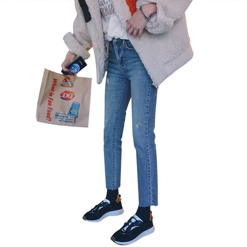 宽松韩版学生bf直筒裤春季牛仔裤 佩艳牛仔裤