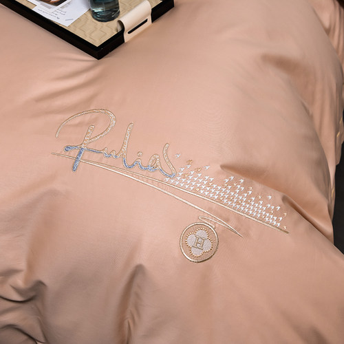 轻奢纯棉简约床盖四件套全棉刺绣被套绗缝夹棉加厚床单床上用品 - 图3