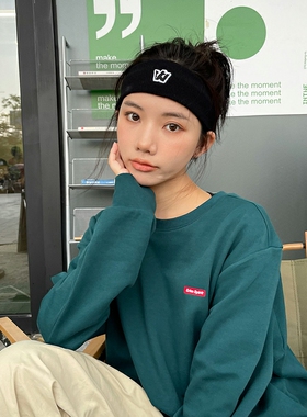 发带蓝色薄款跑步吸汗弹力针织