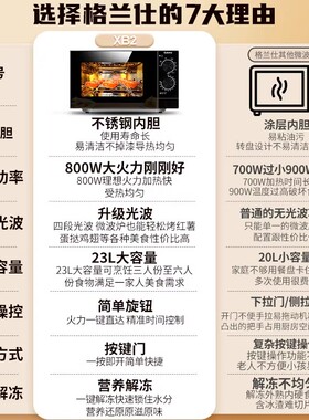 格兰仕变频微波炉家用多功能平板不锈钢内胆23L微烤一体2026新款