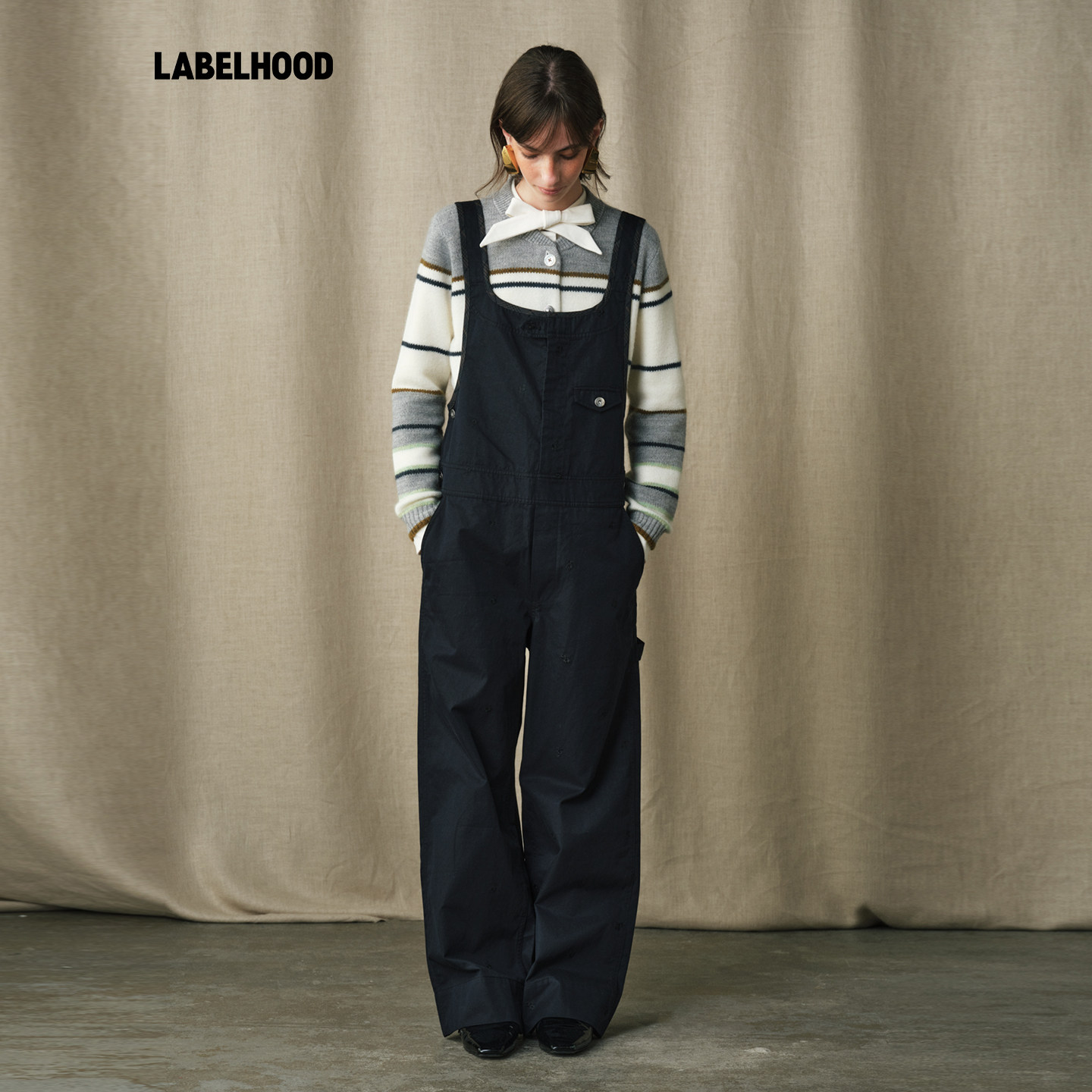 【MARCHEN】蕾虎百搭秋冬气质珀斯刺绣背带裤时尚宽松女士休闲裤,淘宝优惠券,粉丝福利购,淘宝优惠卷