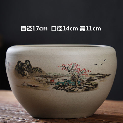 睡莲盆荷花缸专用花盆陶瓷一叶莲大号水养无孔水培铜钱草绿萝碗莲 - 图2