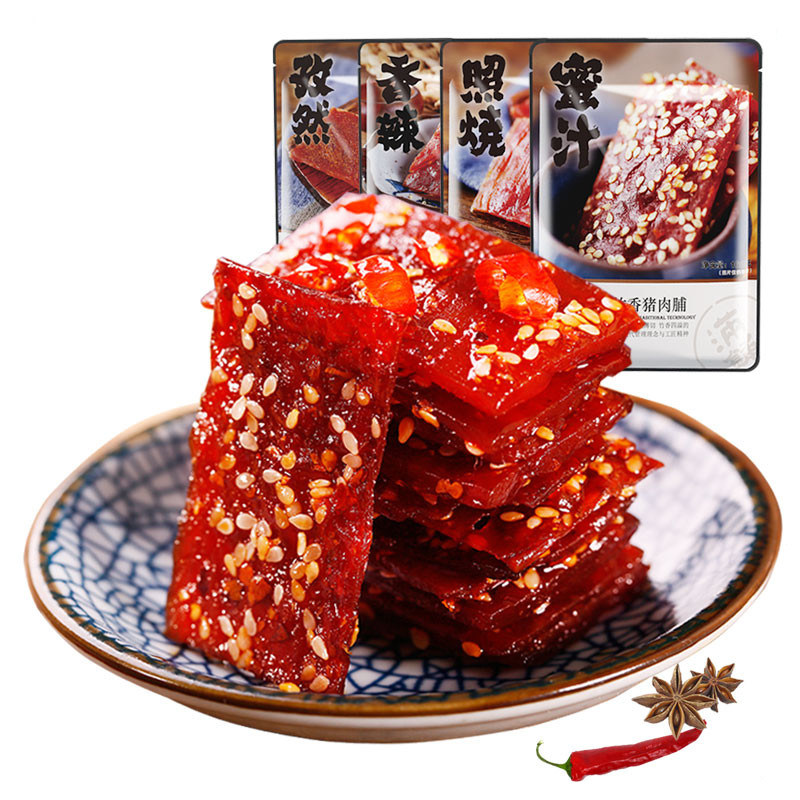 500g蜜汁香辣猪肉干脯1靖江猪肉脯 良山谷珍猪肉类