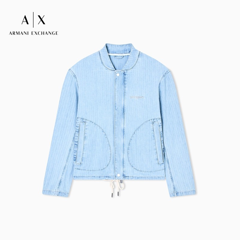 ARMANI EXCHANGE/阿玛尼冬季新款男立领短休闲牛仔外套飞行员夹克,淘宝优惠券,粉丝福利购,淘宝优惠卷