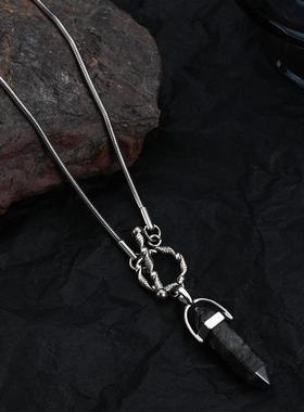 黑曜石男士项链男款吊坠嘻哈