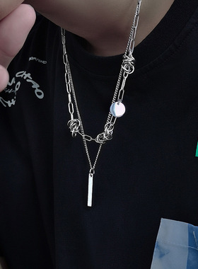 扭纹叠戴项链男女款轻奢钛钢锁骨链一对韩版嘻哈ins配饰生日礼物