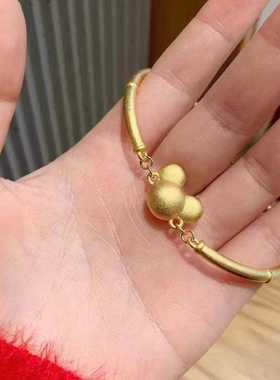 实心米奇时尚款风黄金手镯送耳钉