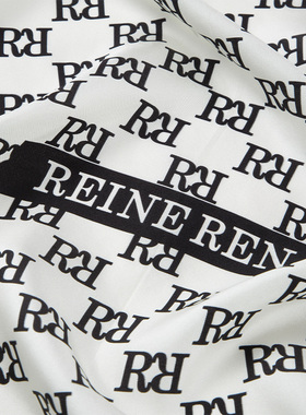 REINEREN设计师任茜 斜纹真丝52cm丝巾logo印花方巾