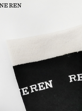 REINEREN设计师任茜黑白LOGO袜子