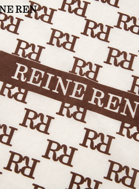 REINEREN复古咖色字母流苏吊坠丝棉方巾