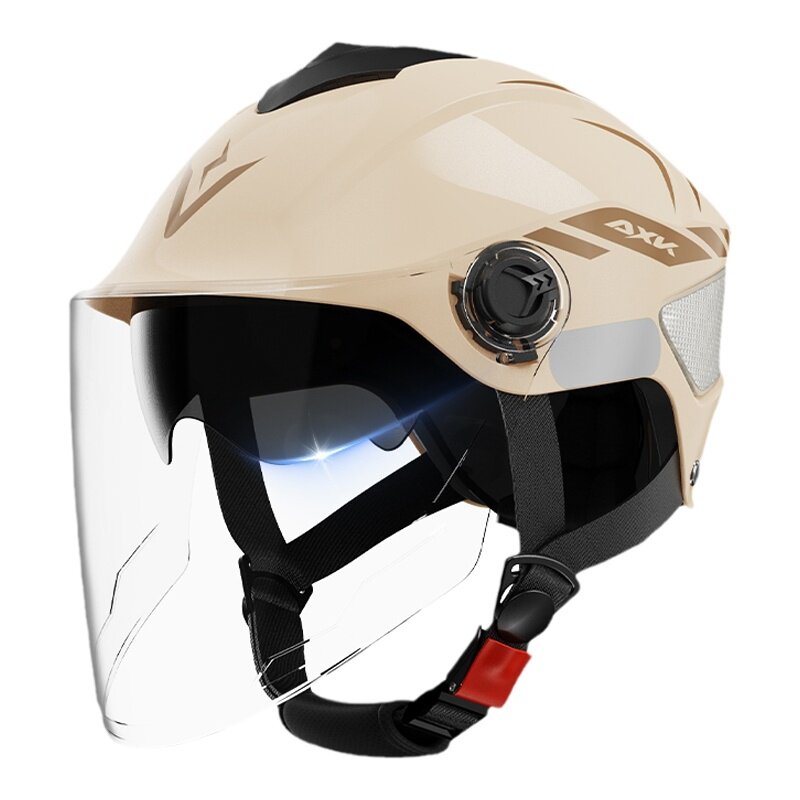Summer helmet for women with double mirrors, bike-friendly, electric bike, double lenses for men, all seasons, pink, can be worn with myopia glasses