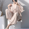 Women's spring and summer cotton and silk pajamas with padded sleeves