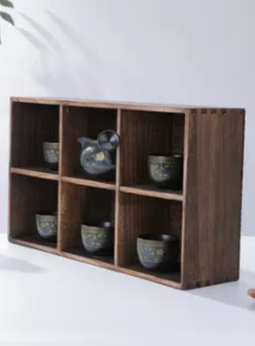 实木茶壶架茶博古架宫格茶具实木手工茶杯架子九宫格多宝格收纳架
