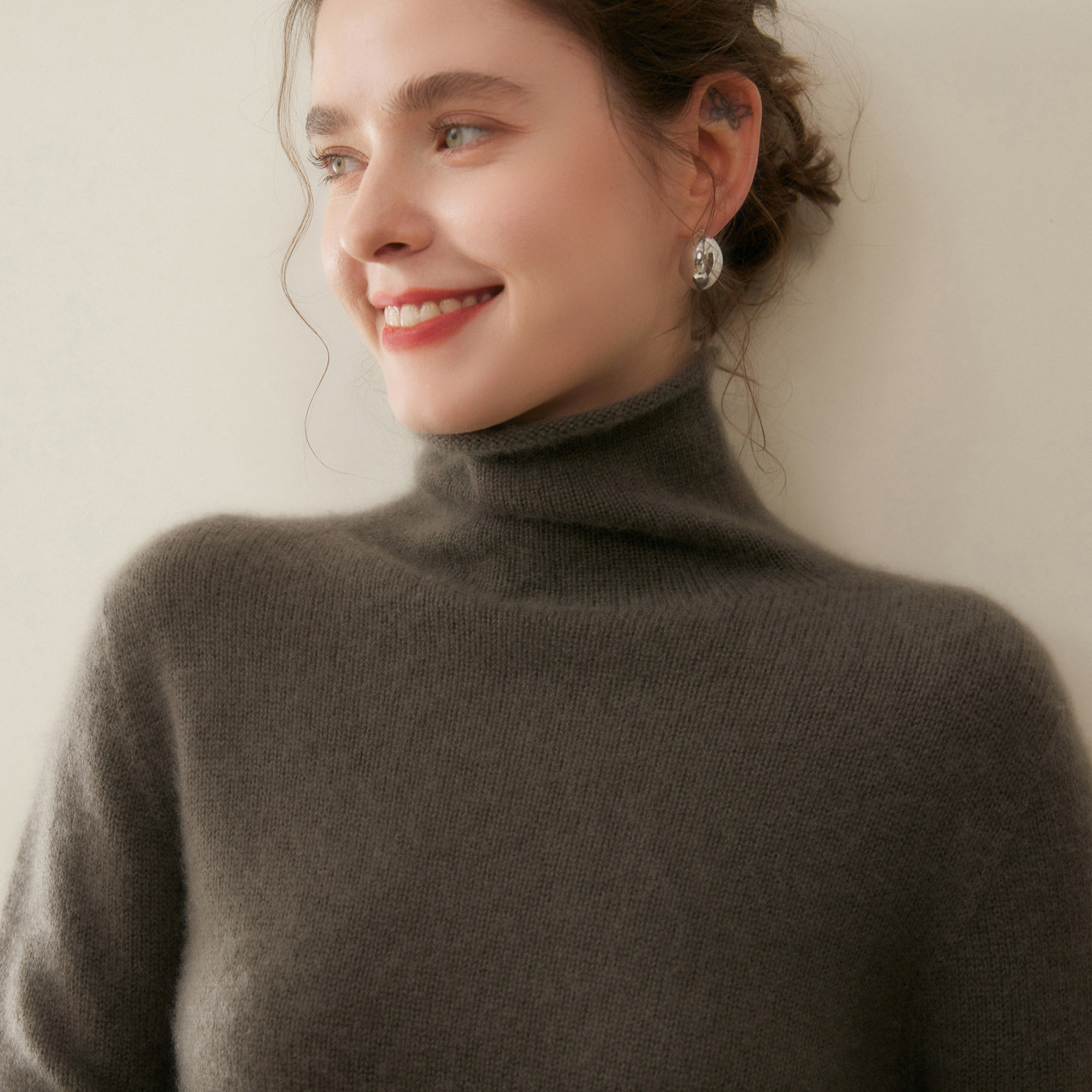 三股加厚羊绒衫女堆堆领纯色宽松无缝毛衣山羊绒高领针织打底衫,淘宝优惠券,粉丝福利购,淘宝优惠卷