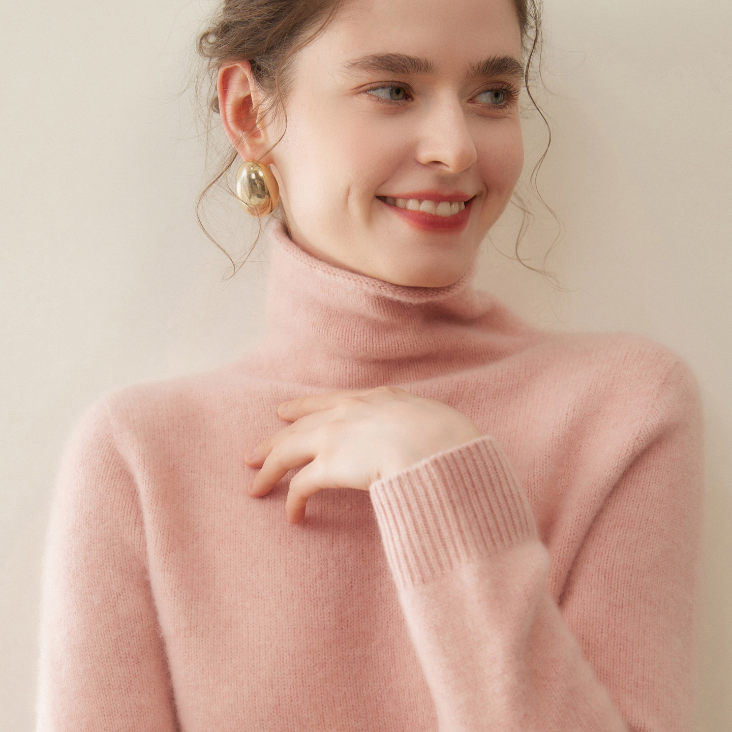 三股加厚羊绒衫女堆堆领纯色宽松无缝毛衣山羊绒高领针织打底衫,淘宝优惠券,粉丝福利购,淘宝优惠卷