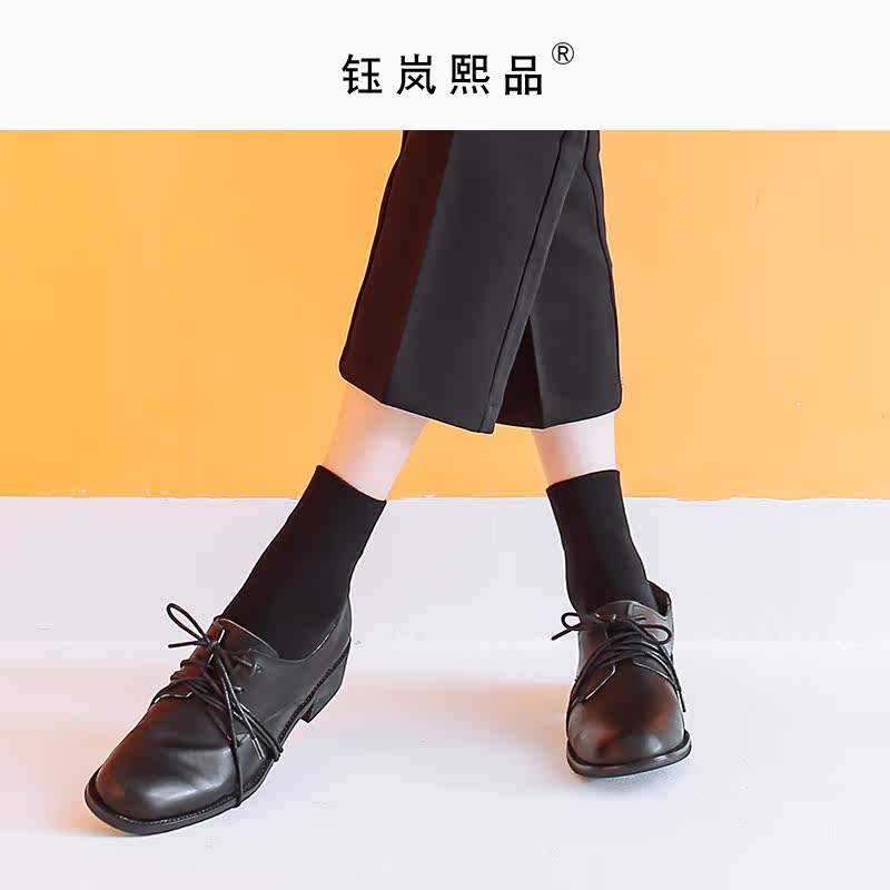 黑色配皮鞋薄款短筒日系中筒袜 钰岚熙品内衣短袜/打底袜/丝袜/美腿袜