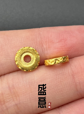 古法24K工艺黄金色925唐草纹卡环隔片隔珠保色文玩手串配珠垫片
