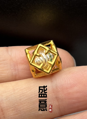 古法24K工艺黄金色镂空古格塔八棱珠方珠隔珠文玩手串配珠配饰