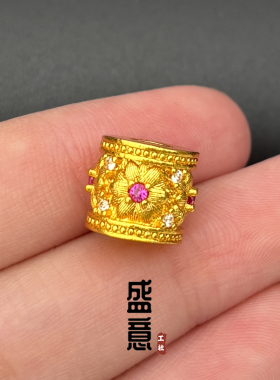 古法24K工艺黄金色镶钻繁花满钻路路通隔珠顶珠腰珠项链手串配饰