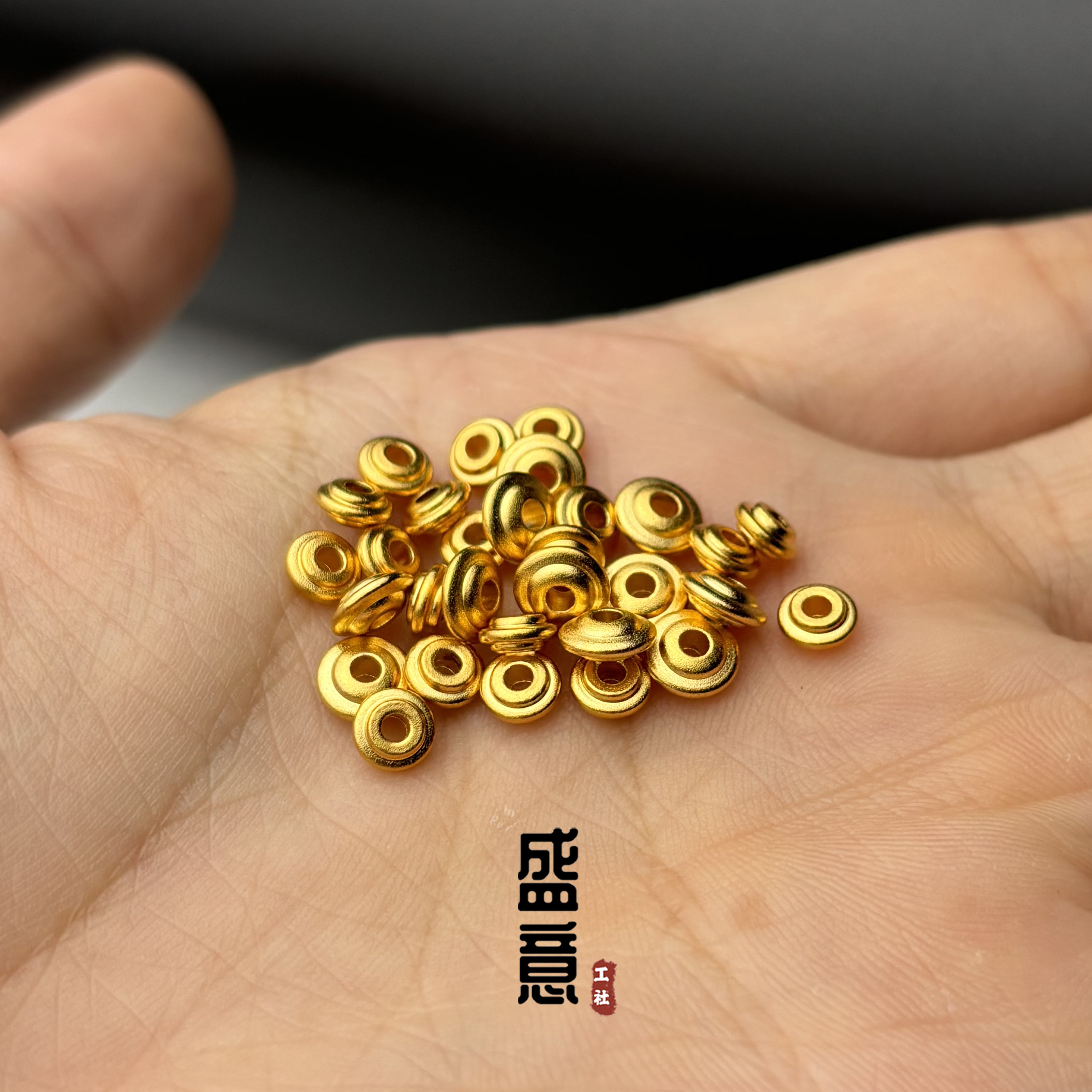 古法24K工艺黄金色925飞碟车轮圆隔片保色文玩手串配珠垫片,淘宝优惠券,粉丝福利购,淘宝优惠卷