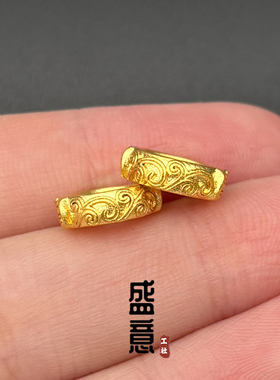 古法24K工艺黄金色唐草纹佛面隔片隔珠顶珠腰珠项链手串配饰
