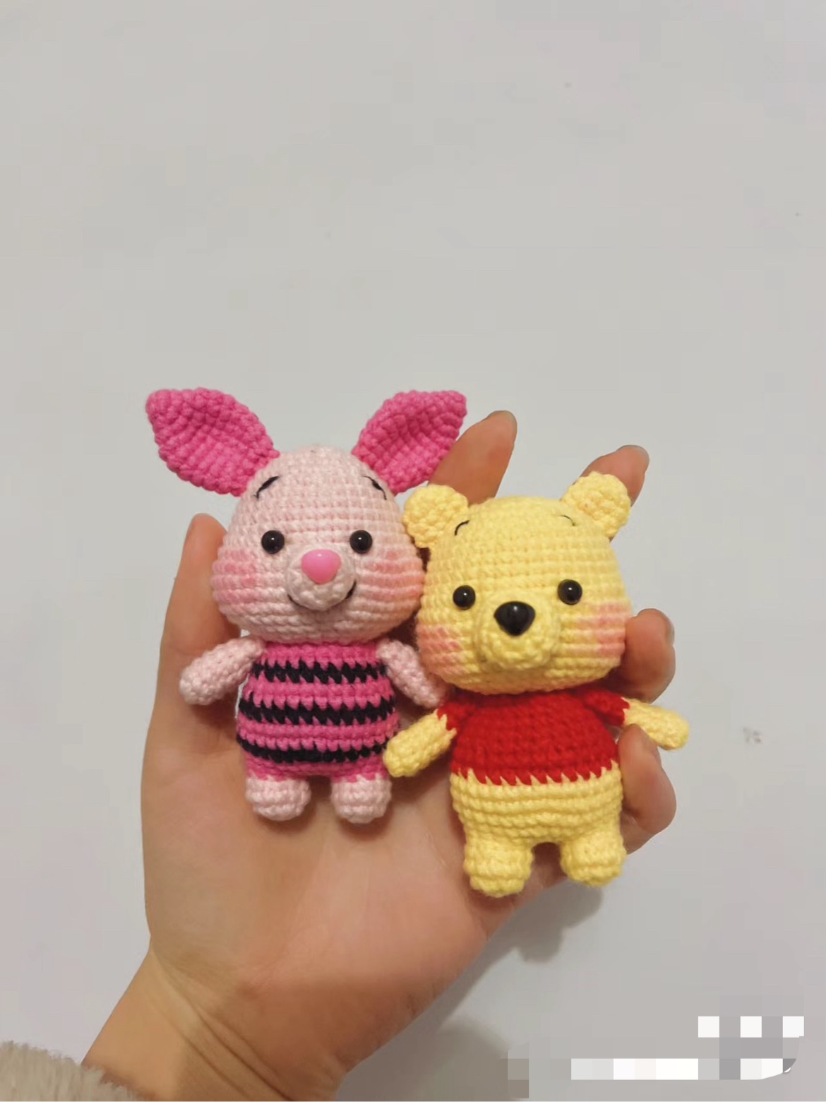 毛线钩针小熊 维尼diy 玩偶手工编织皮杰猪娃娃挂件钩织钥匙扣 - 图2