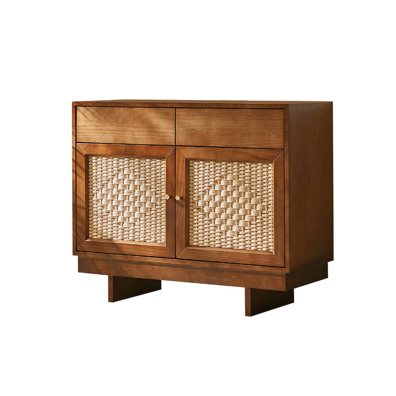 北欧实木餐边柜简约现代客厅茶水柜储物柜日式藤编玄关柜电视柜,淘宝优惠券,粉丝福利购,淘宝优惠卷
