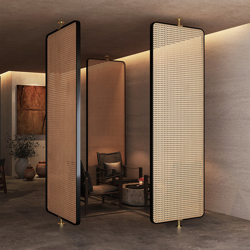 藤编屏风隔断办公室餐厅酒店大堂隔断可定制民宿侘寂风玄关隔断墙,淘宝优惠券,粉丝福利购,淘宝优惠卷