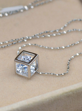 魔方首饰品生日礼物送女友银项链