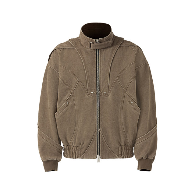 CATSSTAC flying piece deconstructed heavy bomber jacket men's cleanfit niche design double zipper jacket